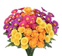 Weldomcor 8 Bunches Artificial Flowers Outdoor, UV Resistant Fake Flowers Silk Daisy Flowers Bouquets Artificial Plants Indoor Spring Summer Decor for Vase Graves Garden Home Porch Window (4 Colors)