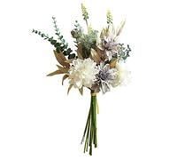 Weldomcor Artificial Flowers Fake Silk Flowers Plants Arrangements Wedding Bouquets Decorations Realistic Table Centerpieces for Home Kitchen Garden Party, Purple White