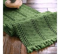 Weldomcor Christmas Table Runner Boho Olive Green Table Runner with Tassels Hand Woven Cotton Table Cover Macrame Rustic Farmhouse Table Decoration for Bohemian Kitchen Living Dining Table 30 x 120 cm