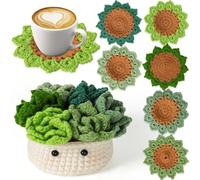 Weldomcor Crochet Kit for Beginners Adults 6PCS Beginners Crochet Set Complete Crochet Plant Knit with Yarn, Step-by-Step Instructions and Video Tutorials, Gift for Birthdays (Green)