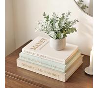 Weldomcor Decorative Books Set of 3 Modern Fake Book Box for Decoration, Aesthetic Faux Linen Books Hidden Photo Storage Keepsake Boxes Coffee Table Bookshelf Shelf Home Entry Mantel Living Room Decor