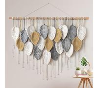 Weldomcor Large Wall Hanging Tapestry, Boho Macrame Woven Handmade Tassel Leaf Tapestry Bohemian Wall Art Decor for Bedroom Living Room Gallery Background(B)