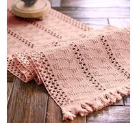 Weldomcor Macrame Table Runner Pink Boho Table Runner with Tassels Hand Woven Cotton Table Cover Rustic Farmhouse Table Decoration for Bohemian Kitchen Dining Table 30 x 180 cm