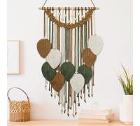 Weldomcor Macrame Wall Hanging Boho Leaf Woven Tapestry, Bohemian Chic Home Decor Modern Handmade Leaves Feather Wall Art Decorations for Bedroom Living Room Apartment Ornament (Brown)