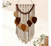 Weldomcor Macrame Wall Hanging Boho Leaf Woven Tapestry, Bohemian Chic Home Decor Modern Handmade Leaves Feather Wall Art Decorations for Bedroom Living Room Apartment Ornament (Khaki Brown)