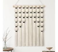 Weldomcor Macrame Wall Hanging Boho Woven Tapestry, Bohemian Home Wall Art Decor Chic Modern Aesthetic Handmade Beige Yarn Decoration for Living Room Bedroom Dorm Office Nursery Backdrop 16.5"Wx22''L