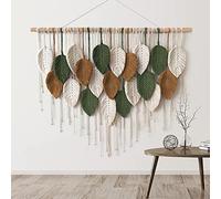 Weldomcor Macrame Wall Hanging Large Tapestry Woven Wall Hanging Boho Macrame Leaf Wall Decoration Feather Chic Woven Art for Bedroom Living Room Decoration(A)