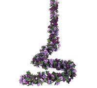 Weldomcor Pack of 5 Artificial Purple Garland 8 FT Flower Garland Roses Vines Silk Flowers Outdoor Hanging Artificial Flowers Decoration for Wedding Arch Bedroom Wall Backdrop Garden Decoration