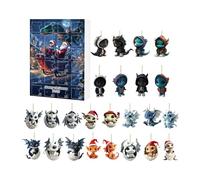 Weldphur Christmas Countdown Calendars, Cute Calendars with Flat Dragon Figures Toys, Acrylic 24 Day Toy Ornament Decor for Holiday Wall Desk Tree Classroom Adult Family Teen Girl Boy Kids Toddler Men