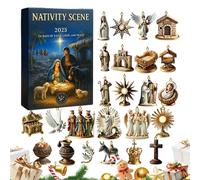 Weldphur Count Down Calendars | Joyful Acrylic 2D Ornament,24 Days Countdown Nativity Scene Calendar,for Gathering Festival Holiday Party Activities Men Family Women Kids Adults