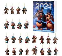 Weldphur Dachshund Advent Christmas Countdown Calendar,Dachshund Ornaments 24 Days Advent - 2D Acrylic Flat Dog Charm for Christmas Tree Window Car Rearview Mirror Wall Vacation Decor Stocking