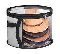 Weldphur Hat Storage Box, Round Hat Boxes With Lid, Foldable Travel Hats Boxes, Stackable Felt Hats Organiser With Transparent Window And Handle, Stuffed Animal Toy Storage Bin With Lid