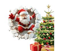 Weldphur Holiday Window Clings | Adorable Wall-Breaking Santa Home Decor Clings - Cute Santa Claus Window Stickers - for Refrigerator Kitchens Bedrooms Nursery Classroom School