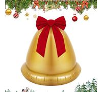 Weldphur Inflatable Christmas Ball | 22inch Giant Jingle Bell Ball Ornaments with Bow - Gold Globe Decoration Centerpiece for Front Lawn Beach Door Pool Winter Holiday Window Outdoor Porch