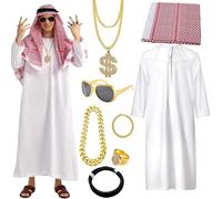 Weldphur Male Arabian Outfit - Dress Up Cosplay Accessories | Middle East Male Outfit,for Halloween Cosplay Role Play Christmas Stage Performance Theme Parties Party