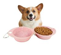 Weldphur Portable Dog Bowl - Double Feeder Dish | Foldable Food Dish for Hiking Adventures Traveling Road Trips Camping Park Outings Daily Walks Kittens