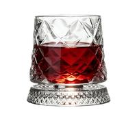 Weldphur Rotating Glass - with Coaster Elegant Old Fashioned Rotatable Drinking Cup | Glassware Whiskey Tasting Glass | for Dad Grandpa Husband Son Family Friends