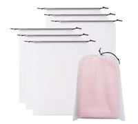Weldphur Shoe Bag - Large Shoe Organizer with Rope - Transparent Portable Drawstring Pouch 6 Piece Organizers Storage for Suitcase Men Women Train Tote