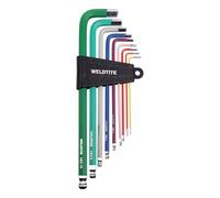 WELDTITE Colour Coded Ball End Hex Key Set, 9 Sizes, 1.5 to 10mm