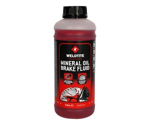 WELDTITE Mineral Oil Brake Fluid, 1 L | Compatible with Shimano, Tektro, SRAM & More, Low Viscosity for Better Modulation, Moisture-Resistant, Easy Application