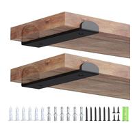 WELDUN 2 Pack Metal Scaffold Board Shelf Brackets 20 cm, Heavy Duty Wall Mounted Angle Shelving Brackets with Lips, for Industrial, Rustic, Modern Decor, Black