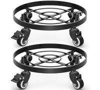 WELDUN 2 pcs Ø32cm Metal Plant Stand with Wheels, Garden Planter Stand | Heavy Duty Mobile Potting Trolley, Plant Caddy,Suitable for Outdoor Patios, Decks and Indoors Black