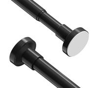 WELDUN 2 PCS Extendable Curtain Tension Rod, 48-67CM No Drill Telescopic Shower Curtain Rod, Adjustable Spring Rod for Window Bathroom, Bedroom, Black