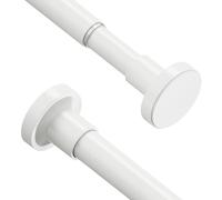 WELDUN 2 PCS Extendable Curtain Tension Rod, 48-67CM No Drill Telescopic Shower Curtain Rod, Adjustable Spring Rod for Window Bathroom, Bedroom, White