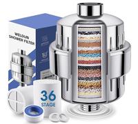 WELDUN 36 Stage Shower Filter with Vitamin C, Hard Water Filter, Portable Travel Water Filter with 1 Replaceable Cartridge, Shower Head Filter to Remove Fluoride, Impurities and Heavy Metals