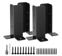 WELDUN 4 Pack Fence Post Brackets, Adjustable Fence Post Base with Screws, Black Thick Fence Post Support, Wood Stake, Fence, Pergola Metal Fence Repair Bracket Kit