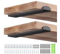 WELDUN 6 Pack Metal Scaffold Board Shelf Brackets 30 cm, Heavy Duty Wall Mounted Angle Shelving Brackets with Lips, for Industrial, Rustic, Modern Decor, Black