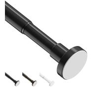 WELDUN Extendable Curtain Tension Rod, 46-117CM No Drill Telescopic Shower Curtains Rail, Adjustable Strong Spring Rod for Window Bathroom, Bedroom, Black