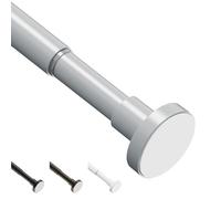 WELDUN Extendable Shower Curtain Tension Rod, 48-82CM No Drill Telescopic Shower Curtain Rod, Adjustable Spring Rod for Window Bathroom, Bedroom, Gray