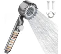 WELDUN Hard Water Filter Shower Head, High Pressure Shower Head with 20 Stage Filter, 1.5M Shower Hose, Bathroom Massage Handheld Shower Heads with 3 Mode, Water Level Regulation Bottom, Gray