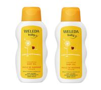 Weleda Baby Calendula Oil 200ml Twin Pack Fragrance Free Vegan Sensitive Skin