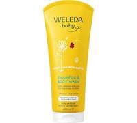 Weleda Baby Calendula Shampoo & Body Wash 2-in-1 Sensitive 200 ml | Soap-free vegan, Mild plant cleansers, Extra mild on eyes, Organic calendula & chamomile, Almond & sesame oils