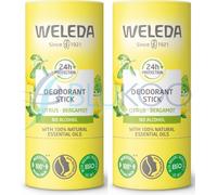 Weleda Deodorant Stick Citrus & Bergamot, alcohol & aluminium free, 24hr long-lasting protection, natural essential oils, vegan, sustainable plastic-free packaging, 50g