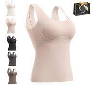 Welfaries Women's Thermal Tank Tops with Built-in Bra, Winter Thickened Warm Hourglass Sculpting Tank Top with Shelf Bra (XL,Skin)