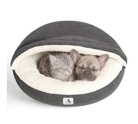 WELFIBR 23" Covered Cat Bed Cave for Indoor Cats and Small Dogs - Enclosed Cozy Pet Bed with Hooded Roof for Added Security & Warmth, Washable & Removable Cushion, Anti-Slip Bottom Cat House, Gray