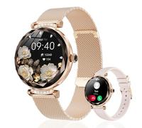 Welfiit Ladies' smartwatch, Suitable for Android/iOS Systems, IP68 Waterproof Fitness Tracker, with Bluetooth Calling, Activity Pedometer/Heart Rate/SpO2 monitor/100+Sports Type (2 Straps) (Gold)