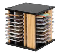 WelFurGeer 360°Rotating CD Case Holder, Wood CD Storage Rack - Hold up to 68 CD Cases, Organizer Shelf for for Media Shelf Storage and Organization, Black