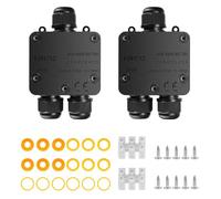 WELHAEPI IP68 3-Way Junction Box, Y-Type PA9 Outdoor Cable Connector 2 Pack