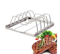 Welhammsae 2 Pcs Barbecue Grill Rack, Rib Racks, Stainless Steel BBQ Roasting Rack, Baking/Cooling Rack, for Oven and Outdoor Barbeque,Oven & Dishwasher Safe, Cook Chili Chicken Legs Wings BBQ Tool