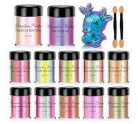 Welhammsae Chameleon Mica Powder, 12 x 5g Color Shift Mica Powder for Epoxy Resin, Soap Making, Candle Making, Bath Bombs, Nails, Painting, Slime, Set A