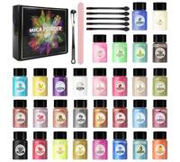 Welhammsae Mica Powder, 30 Colours x 10g Pearlescent Epoxy Resin Pigment, Natural Pigment Powder for Epoxy Resin, Soap Making, Candle Dye, Bath Bombs, Lip Gloss, Nail Polish, Art Crafts