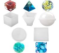 Welhammsae Resin Molds Set, 5 Pcs Resin Casting Molds Including Sphere, Cube, Pyramid, Square, Round, for DIY Resin Crafts Making