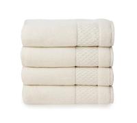 Welhome Hudson 100% Pure Organic Cotton 4 Piece Bath Towels | Cream | Eco Friendly | Plush | Durable & Absorbent | Hotel & Spa Decorative Bathroom Towel | 651 GSM | Machine Washable