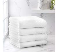 Welhome Hudson White Bath Towels Set | 4 Piece Set | 100% Pure Organic Cotton | Luxury Hotel & Spa Bathroom Towels | Heavyweight Highly Absorbent | Sustainably Manufactured | Quick Dry Shower Towels