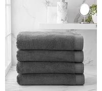 Welhome Madison Grey Bath Towels | 4 Piece Set | Innovative Hygro-Cotton Technology | Premium Bath Towel | Highly Absorbent | Soft & Plush | Quick Dry | Light-Weight | Sustainable | Charcoal
