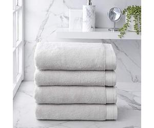 Welhome Madison Luxury Bath Towels | 4 Piece Set in Grey | Innovative Hygro-Cotton Technology | Super Absorbent | Quick Dry | Lightweight Shower Towels | Soft & Plush | Durable & Sustainable | Silver
